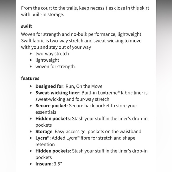 Lululemon Woman's Black Active Wear Pace Rival Skirt Sz 12 - Picture 8 of 8